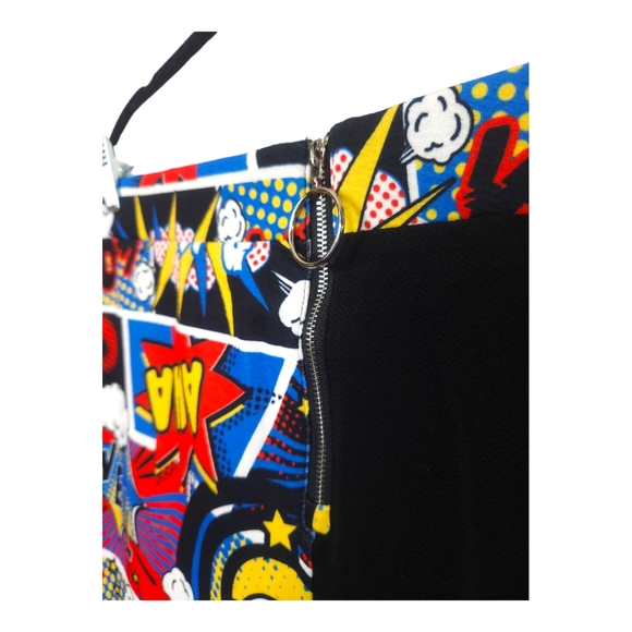 Shein Curve Zip Up Comic Print Pencil Mini Skirt - Picture 4 of 8